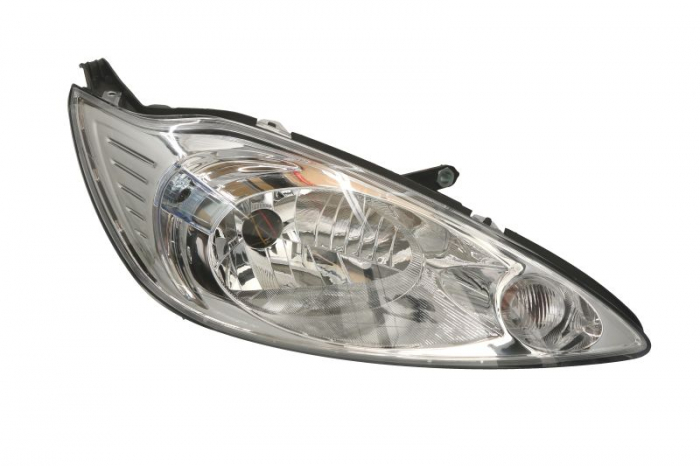 Far fata Dreapta (H4, electric, cu motor, culoare insert: cromat, culoare semnalizator: transparent) potrivit FORD KA