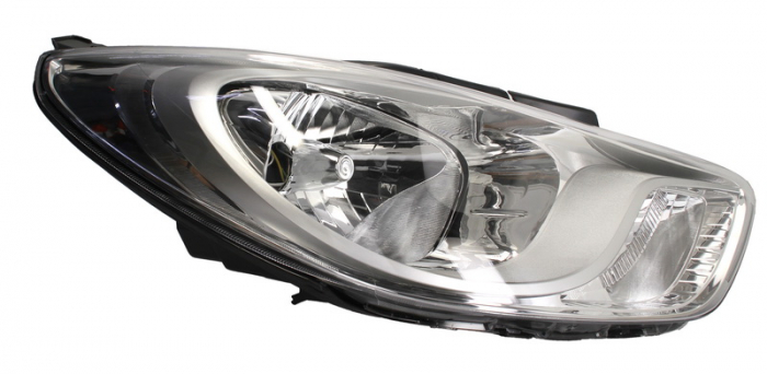 Far fata Dreapta (H4, electric, cu motor, culoare insert: cromat, culoare semnalizator: transparent) potrivit HYUNDAI I10 I