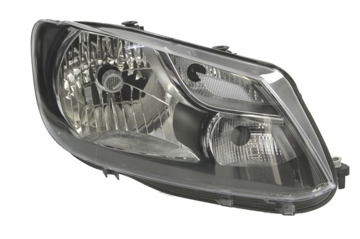 Far fata Dreapta (H4, electric, cu motor, culoare insert: cromat, culoare semnalizator: transparent) potrivit VW CADDY III, CADDY III MINIVAN