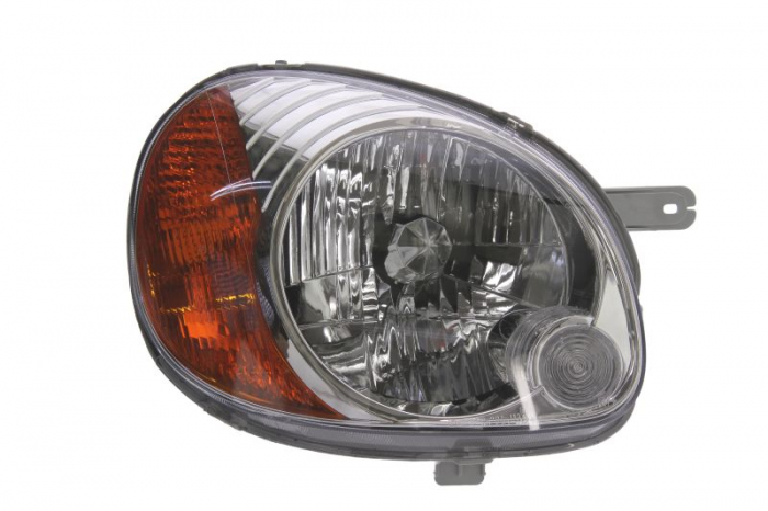 Far fata Dreapta (H4, electric, fara motoras, culoare insert: cromat, culoare semnalizator: galben) potrivit HYUNDAI ATOS 01.01-12.03