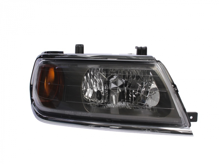 Far fata Dreapta (H4, electric, fara motoras, culoare insert: cromat, culoare semnalizator: galben) potrivit MITSUBISHI PAJERO CLASSIC, PAJERO III, PAJERO SPORT I -08.07