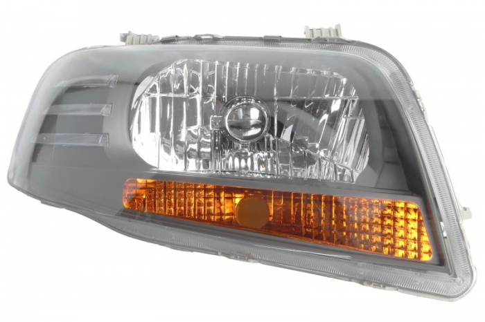 Far fata Dreapta (H4, electric, fara motoras, culoare insert: gri, culoare semnalizator: galben) potrivit CHEVROLET AVEO   KALOS; DAEWOO KALOS