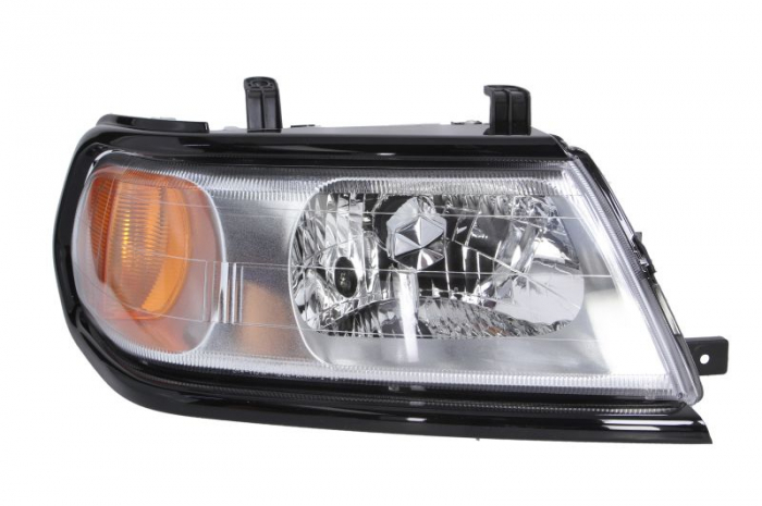 Far fata Dreapta (H4, electric, fara motoras, culoare insert: negru, culoare semnalizator: galben) potrivit MITSUBISHI PAJERO SPORT I -12.07