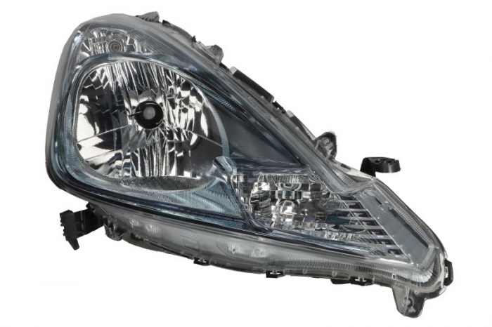 Far fata Dreapta (H4, electric, fara motoras, vehicule hibride, culoare insert: cromat, culoare semnalizator: transparent) potrivit HONDA JAZZ III 01.11-12.15