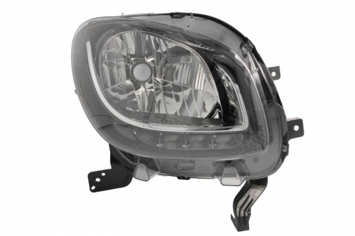 Far fata Dreapta (H4 LED, fara motoras, culoare insert: negru, culoare semnalizator: transparent) potrivit SMART FORFOUR, FORTWO