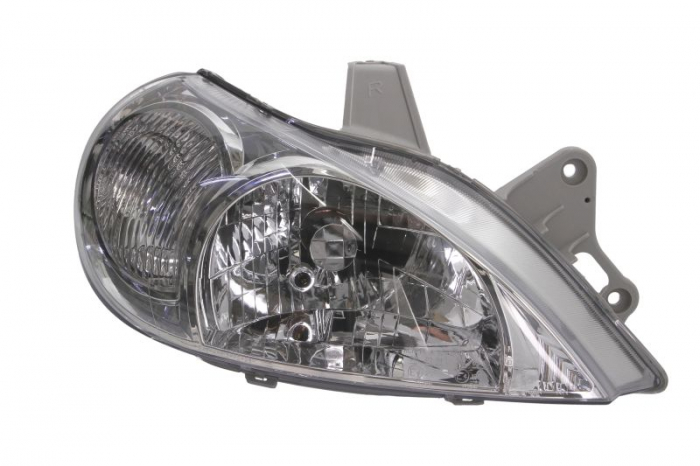 Far fata Dreapta (H4, manual, fara motoras, culoare insert: cromat, culoare semnalizator: alb) potrivit KIA RIO I