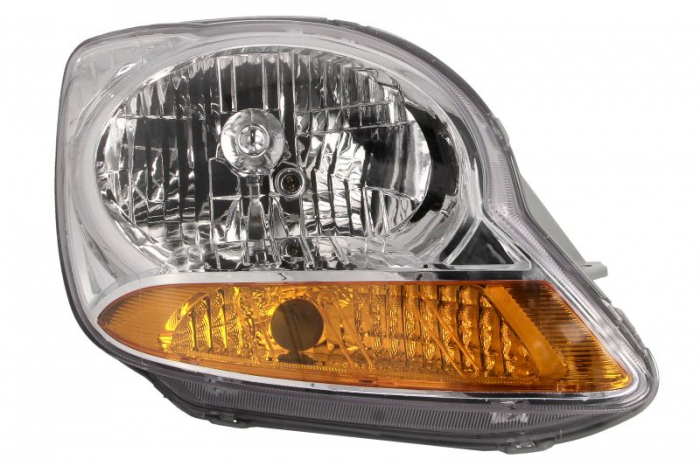 Far fata Dreapta (H4, manual, fara motoras, culoare insert: cromat, culoare semnalizator: galben) potrivit DAEWOO MATIZ; FSO MATIZ