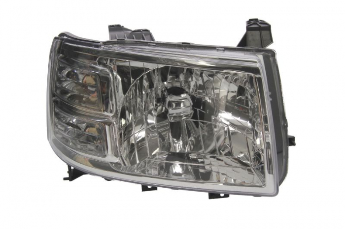 Far fata Dreapta (H4, manual, fara motoras, culoare insert: cromat, culoare semnalizator: galben) potrivit FORD RANGER 01.06-