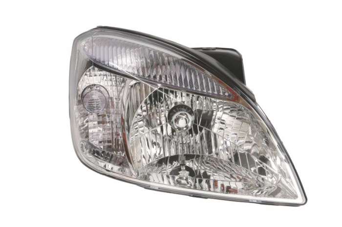 Far fata Dreapta (H4, manual, fara motoras, culoare insert: cromat, culoare semnalizator: galben) potrivit KIA RIO II 01.05-