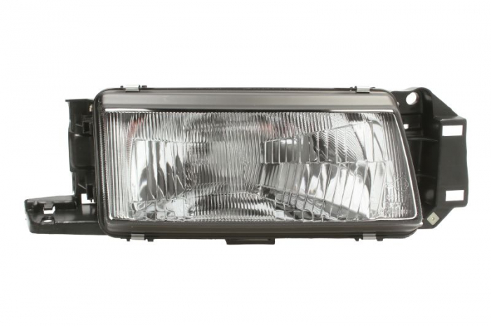 Far fata Dreapta (H4, manual, fara motoras, culoare insert: cromat, culoare semnalizator: transparent) potrivit MAZDA 323 C IV, 323 F IV, 323 S IV