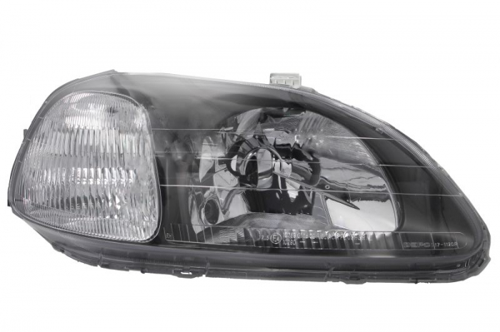 Far fata Dreapta (H4, manual, fara motoras, culoare insert: negru, culoare semnalizator: alb) potrivit HONDA CIVIC VI -10.98