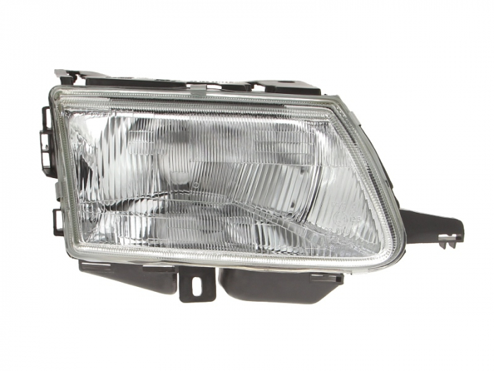 Far fata Dreapta (H4 W5W, electric, mecanic, fara motoras, culoare insert: argintiu) potrivit CITROEN SAXO