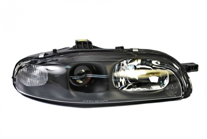 Far fata dreapta (halogen, 2 H1, electric, fara motoras, culoare interior: negru, culoare semnalizator: transparent) potrivit FIAT MAREA 01.97-12.99