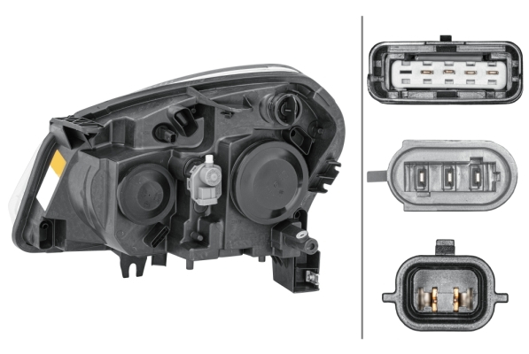 Far fata Dreapta potrivit NISSAN QASHQAI I pana in 2010 (halogen, H7/H7/PY21W/W5W, electric, cu motor, bec, culoare insert: cromat) [4]