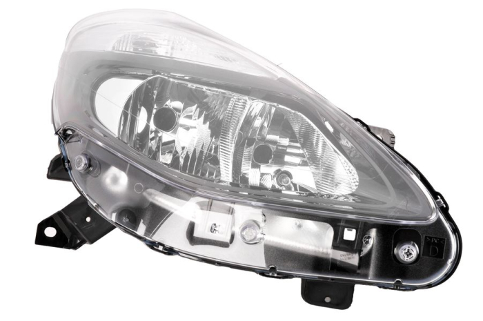 Far fata Dreapta (halogen, H7 W5W, electric, fara motoras, culoare insert: negru, culoare semnalizator: transparent) potrivit RENAULT CLIO III, CLIO III HATCHBACK