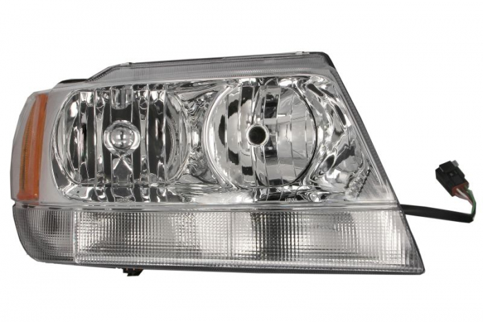 Far fata Dreapta (HB3 HB4, culoare insert: cromat, culoare semnalizator: portocaliu) potrivit JEEP GRAND CHEROKEE II -09.05