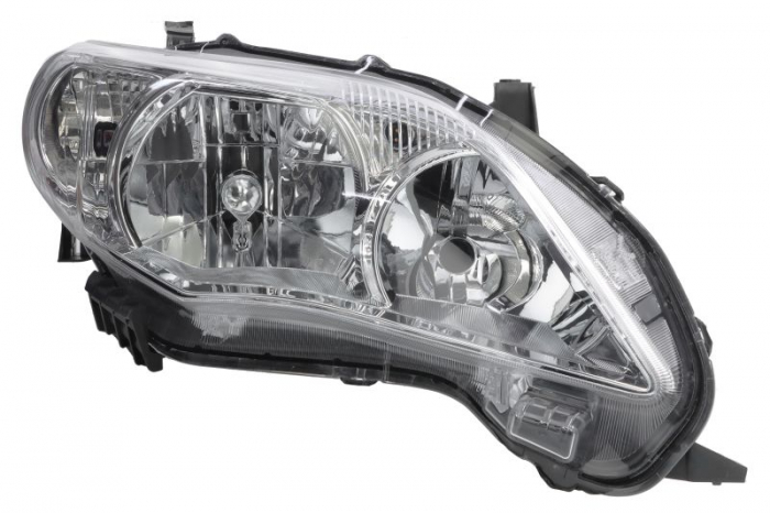 Far fata Dreapta (HB3 HB4, electric, manual, fara motoras, De tip Asia, culoare insert: cromat, culoare semnalizator: alb) potrivit TOYOTA COROLLA