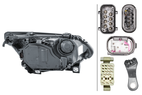 Far fata Stanga potrivit BMW 5 (E60), 5 (E61) pana in 2005 (bi-xenon/halogen, D2S/H7/PY21W, electric, cu motor, bec, culoare semnalizator: transparent) [2]
