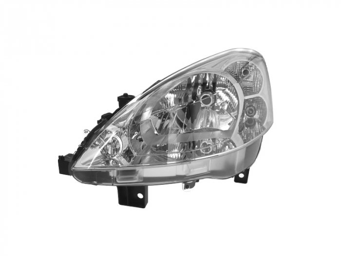 Far fata Stanga (H4, electric, cu motor, culoare insert: cromat) potrivit PEUGEOT PARTNER, PARTNER TEPEE, PARTNER MINIVAN