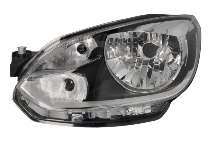 Far fata Stanga (H4, electric, fara motoras, culoare insert: negru, culoare semnalizator: alb) potrivit VW LOAD UP, UP!