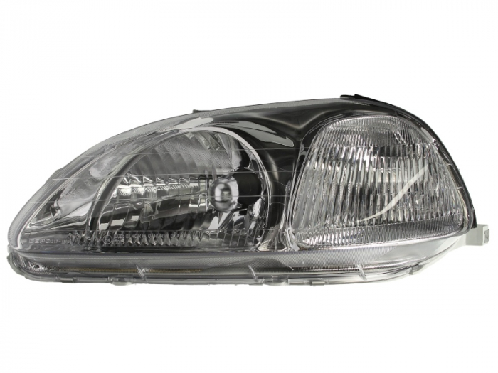 Far fata Stanga (H4, electric, fara motoras, Versiunea 3D) potrivit HONDA CIVIC VI 09.94-02.01
