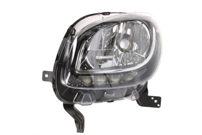 Far fata Stanga (H4 LED, fara motoras, culoare insert: negru, culoare semnalizator: transparent) potrivit SMART FORFOUR, FORTWO