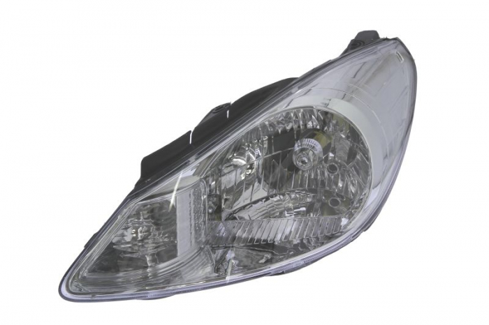 Far fata Stanga (H4, manual, fara motoras, culoare insert: argintiu, culoare semnalizator: transparent) potrivit HYUNDAI I10 I