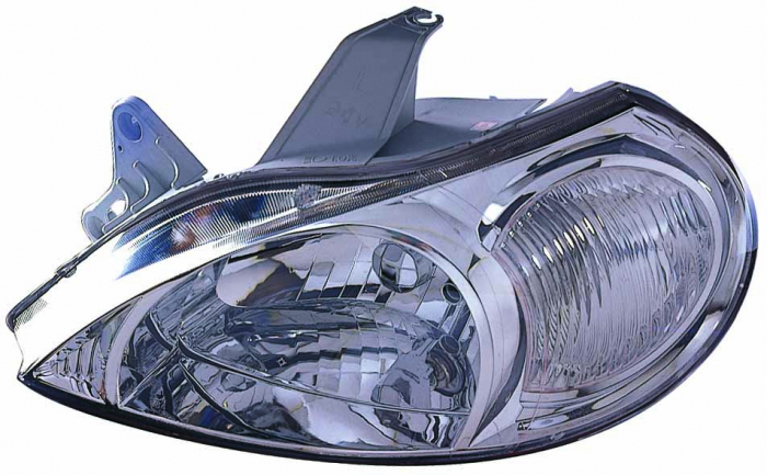 Far fata Stanga (H4, manual, fara motoras, culoare insert: cromat, culoare semnalizator: alb) potrivit KIA RIO I