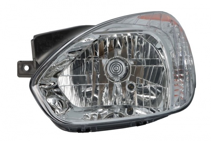 Far fata Stanga (H4, manual, fara motoras, culoare insert: cromat, culoare semnalizator: galben) potrivit HYUNDAI ACCENT III