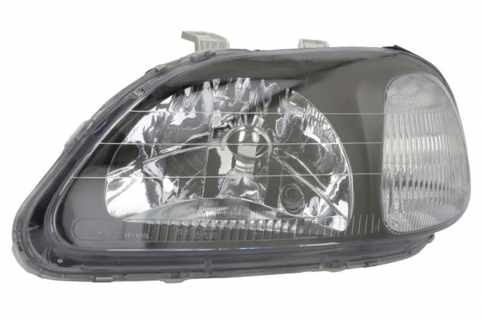 Far fata Stanga (H4, manual, fara motoras, culoare insert: negru, culoare semnalizator: alb) potrivit HONDA CIVIC VI -10.98