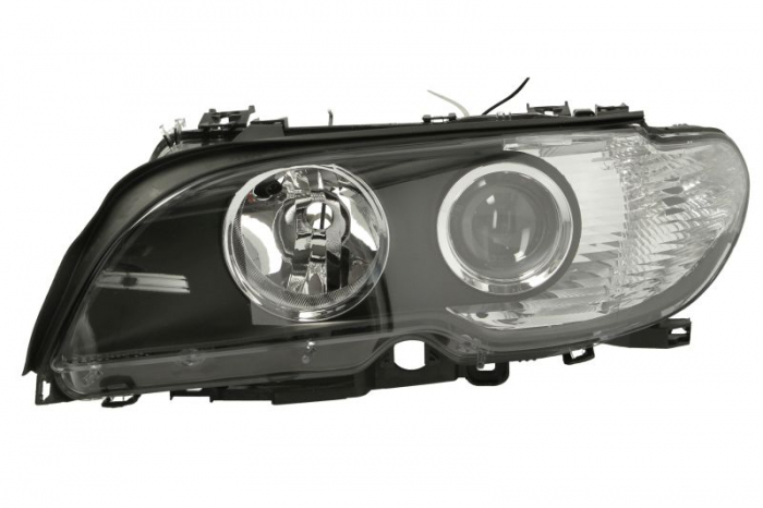 Far fata Stanga (H7, electric, cu motor, culoare insert: negru, culoare semnalizator: alb) potrivit BMW 3 (E46)