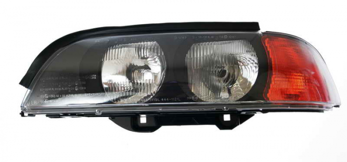 Far fata Stanga (H7/HB3, electric, cu motor, culoare insert: negru, culoare semnalizator: galben) potrivit BMW 5 (E39) [2]