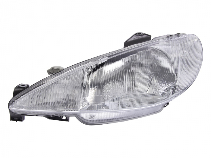 Far fata Stanga (halogen, H4, electric, fara motoras, culoare semnalizator: transparent) potrivit PEUGEOT 206 -02.03