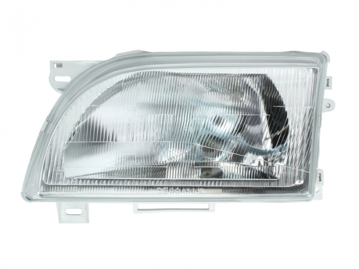 Far fata Stanga (halogen, H4, manual, mecanic, fara motoras, culoare insert: cromat, culoare semnalizator: transparent) potrivit FORD TRANSIT, TRANSIT TOURNEO 01.91-03.00