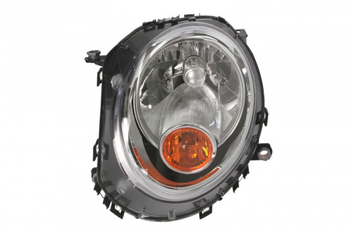 Far fata Stanga (halogen, H4 PY21W, electric, cu motor, culoare insert: cromat, culoare semnalizator: galben) potrivit MINI (R56), (R57), CLUBMAN (R55), CLUBVAN (R55)
