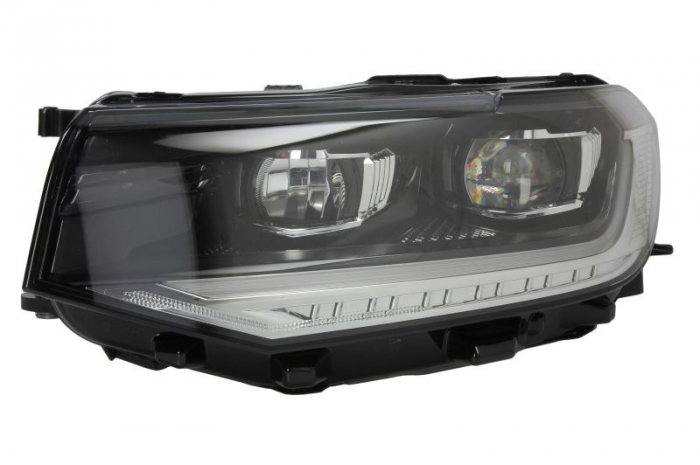 Far fata Stanga (LED, electric, cu motor, culoare insertie: negru, culoare semnalizator: portocaliu) potrivit VW T-CROSS 11.18-