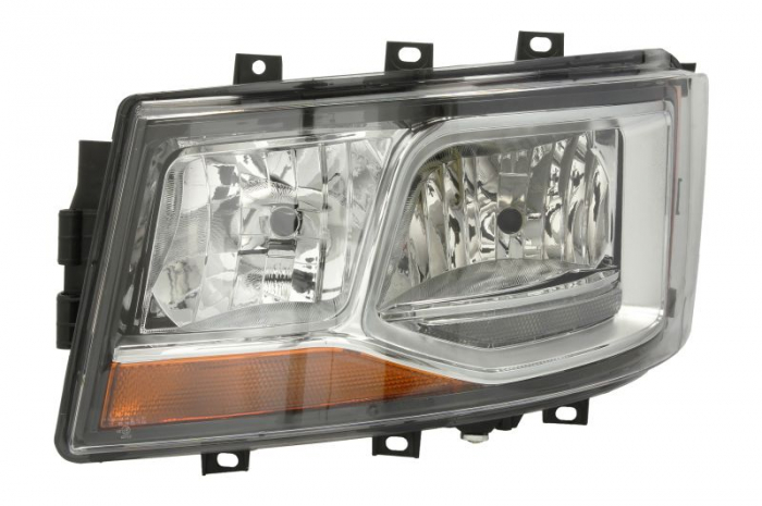 Far stanga (2 H7 H21W LED, manual, cu lumina de zi, culoare insert: crom platinat) potrivit SCANIA G II, L, P II, R II, S 06.17-