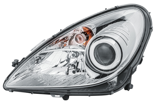 Far stanga (2 H7, reglaj electric, cu motoras, fundal argintiu, fundal transparent) MERCEDES Clasa SLK 2004-2011