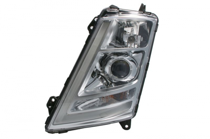 Far stanga (D1S H1 LED PY21W, electric, cu lumini curbate, culoare insert: crom platinat, culoare indicator: transparent) potrivit VOLVO FH II 01.12-