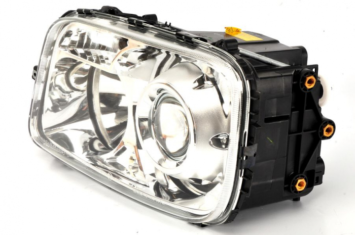 Far stanga (D1S/H1/PY21W/W5W, reglaj manual, insertii crom, Semnalizator transparent) MERCEDES ACTROS MP2 / MP3 dupa 2002 [2]