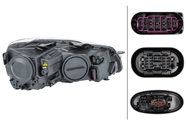 Far stanga (D1S, reglaj electric, cu motoras, fundal negru/insertii crom) VW GOLF VI [2]