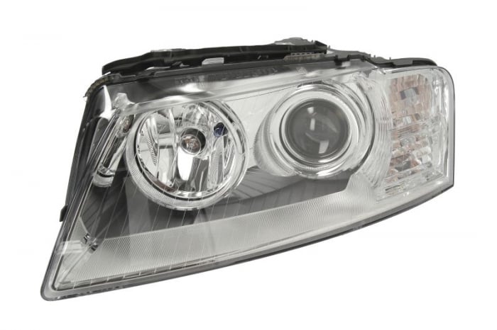 Far stanga (D2S, electric, cu motoras, bixenon, fundal cromat, fundal transparent) AUDI A8 2002-2009