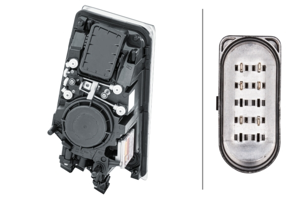 Far stanga (D2S/H7/LED/PY21W, reglaj manual, cu becuri, insertii crom, Semnalizator transparent) VOLVO FH, FH 16, FH II, FM dupa 2005 [2]