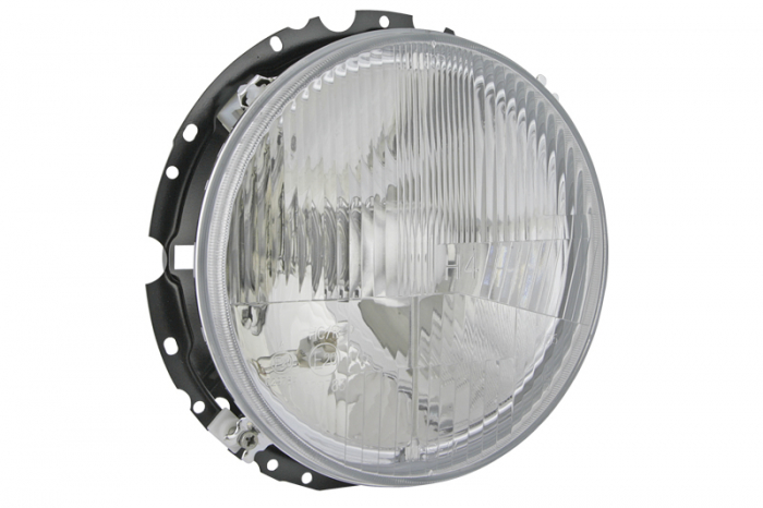 Far stanga dreapta (H4 T4W, manual, culoare insert: crom platinat, diametru: 178mm)