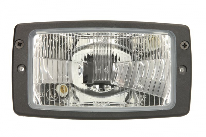 Far stanga dreapta (H4 T4W, manual, main bulb seal, culoare insert: crom platinat) potrivit ZETOR 10000, 6000, 7000, 8000, 9000; AMMANN AV; CASE IH 100, C, CS; DOOSAN DX; FARMER F; FARMTRAC 500, 600