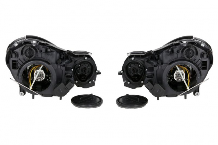 Far stanga/dreapta potrivit MERCEDES E-KLASA W211 2002-2009 (H7/H7/PY21W/W5W, electric, cu motor, 2 buc. set, culoare interior: crom, culoare indicator: alb) [2]