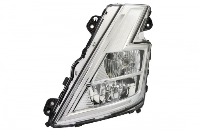 Far stanga (H1 H7 LED, manual, cu lumina de zi, culoare insert: crom platinat, culoare indicator: alb) potrivit VOLVO FH III, FH16 III 02.20-