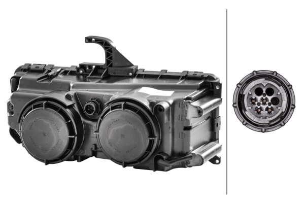 Far stanga (H1/H7/W5W, reglaj manual, insertii crom) MERCEDES Clasa AXOR 2 dupa 2004 [2]