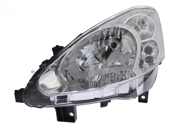 Far stanga (H4, electric, cu motoras, fundal cromat) PEUGEOT PARTNER 2012-2015