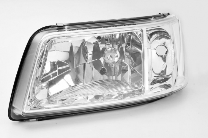 Far stanga (H4, electric, cu motoras, fundal cromat) VW TRANSPORTER 2003-2009